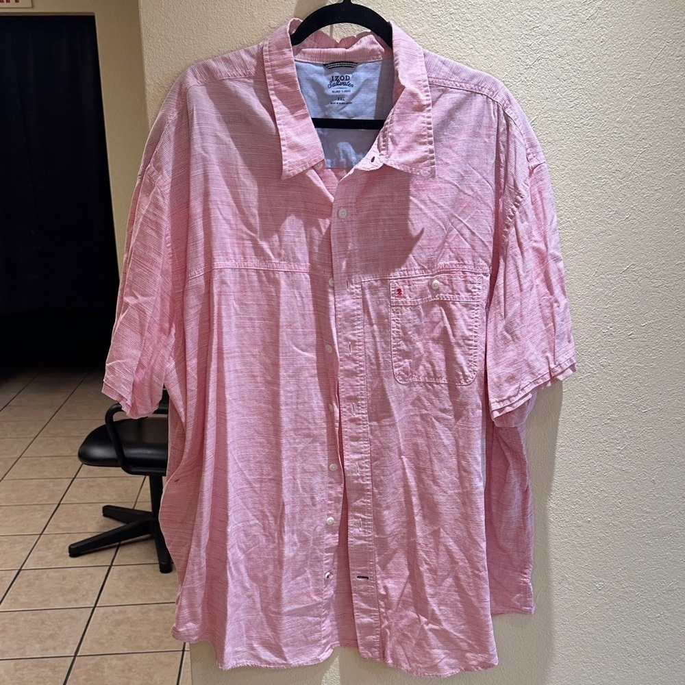 Izod Men's Light Pink Casual Button-Down Shirt Size 3xl